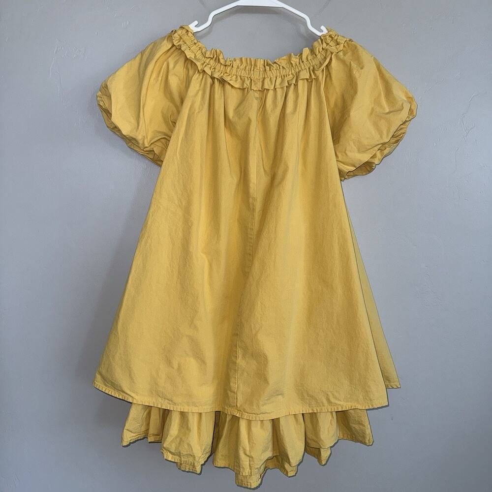 Anthropologie A’Reve Woman’s Off Shoulder Puff Sleeve Dress Sz L Yellow Boho - Picture 9 of 10